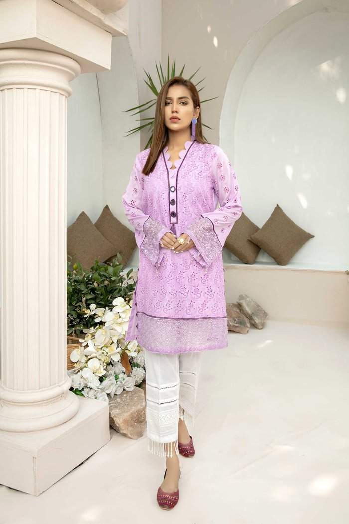 Misty Rose - Embroidered Schiflli Lawn